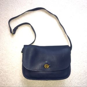 VINTAGE COACH Navy Blue Leather Bag